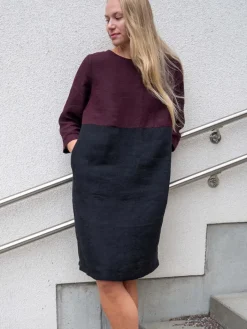 Cuosi Ada pellavamekko, Burgundi/musta