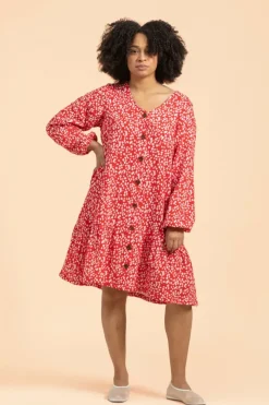 Kaiko Ruffle nappimekko, Flora Red