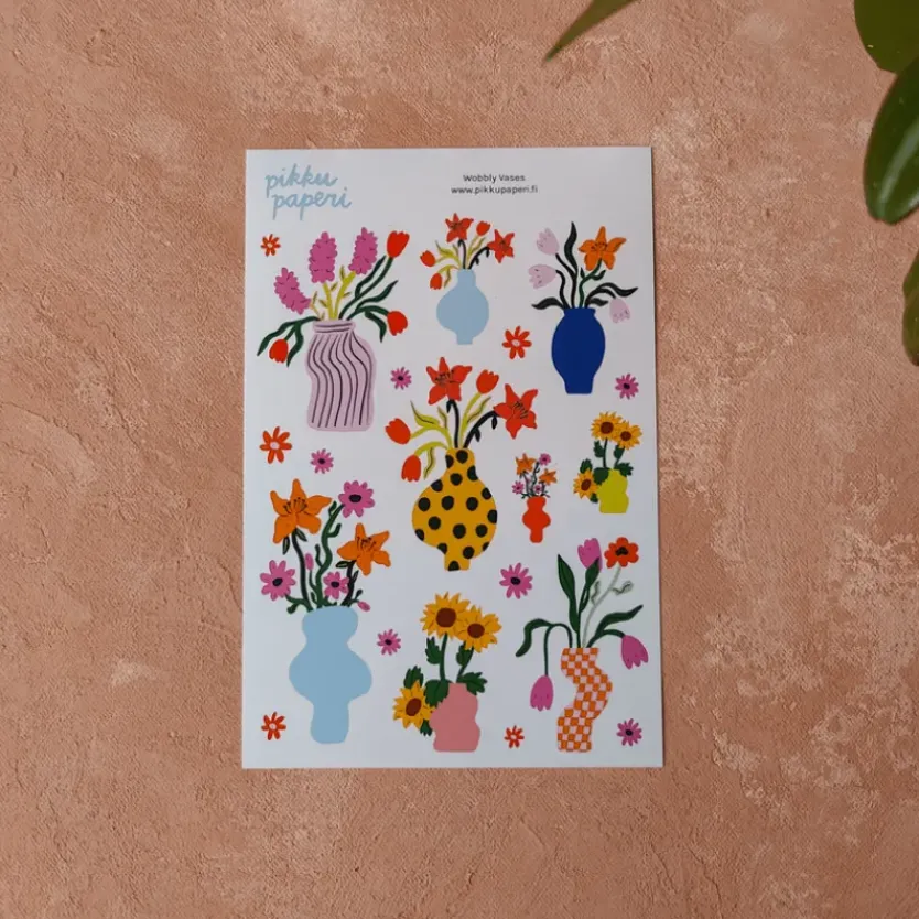 Pikku paperi Wobbly Vases tarra-arkki